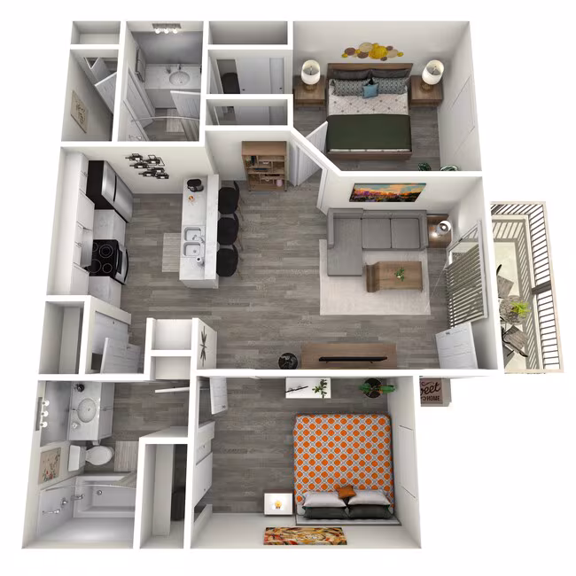 Two Bedroom Two Bath 2046 floor plan